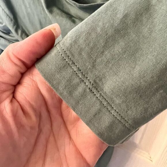 Sundance Eternal Compliment Sage Green Faux Wrap Ruched Dress Size Petite L - Picture 10 of 10